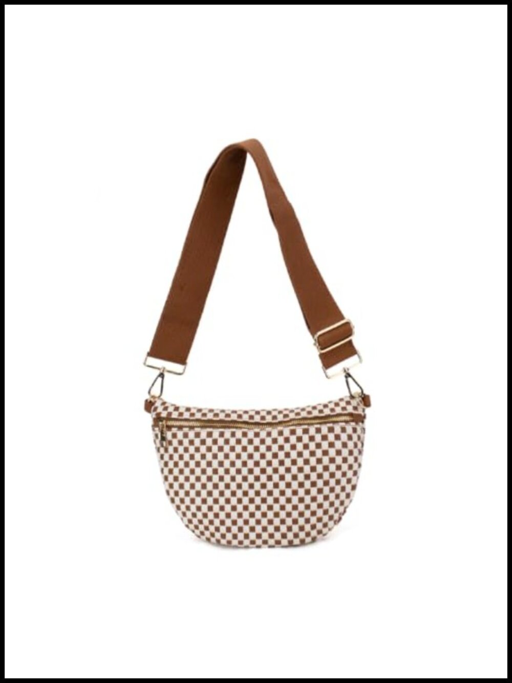 Woven Vegan Leather Crossbody Belt Bag Adjustable Strap
